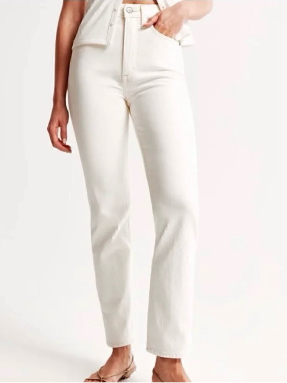 ABERCROMBIE & FITCH The Ankle Straight Ultra High Rise Jeans Natural Size 31 XL